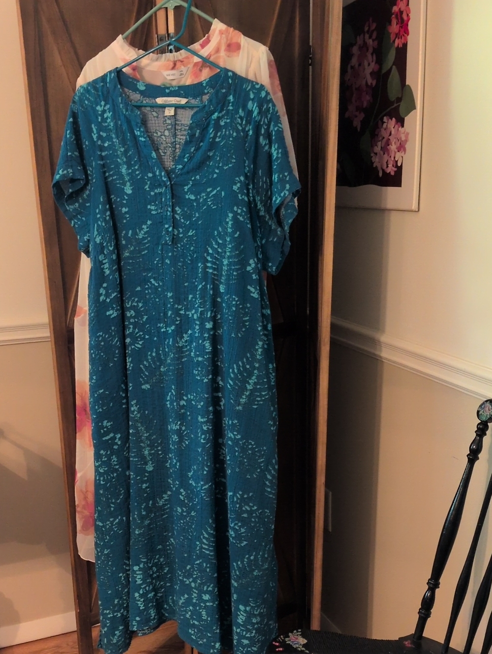 Coldwater Creek Teal Printed Maxi Dress